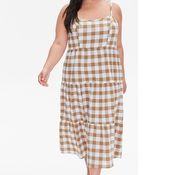 Plaid cami midi plus size dress - Picture 2 of 7